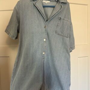 Casual Light Blue Denim Jumpsuit